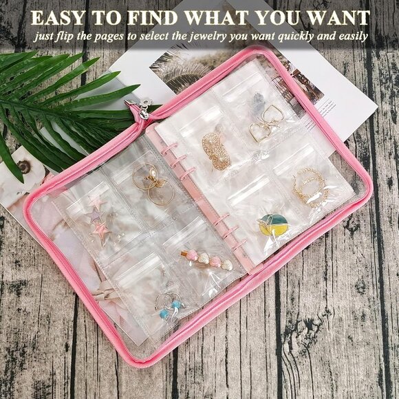 Earring Organizer Case Travel Jewelry Organizer Transparent Jewelry Storage Book - Picture 2 of 7